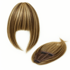 Flequillo postizo cabello natural color mechado castaño y rubio claro