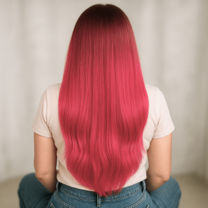 Extensiones con Queratina Lisa colores fantasia color Fucsia