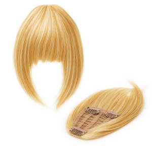 Flequillo postizo cabello natural color mechado rubio dorado y platino