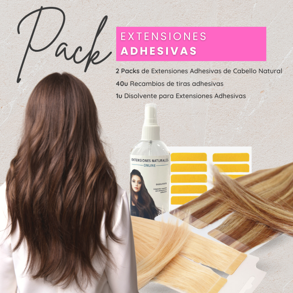 Extensiones adhesivas de pelo natural